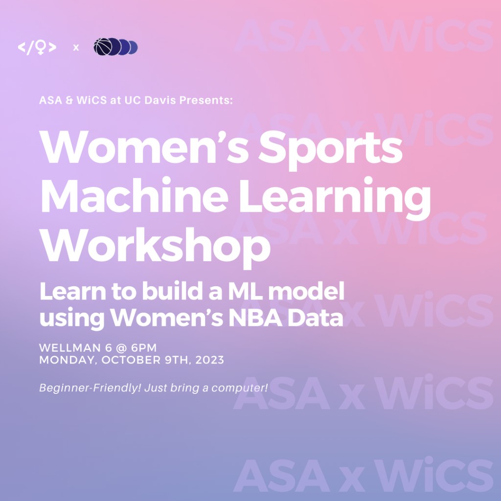 ASA x WiCS at UC Davis — Machine Learning Workshop promotional graphic