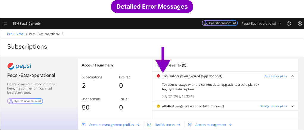 IBM Detailed Error Messages